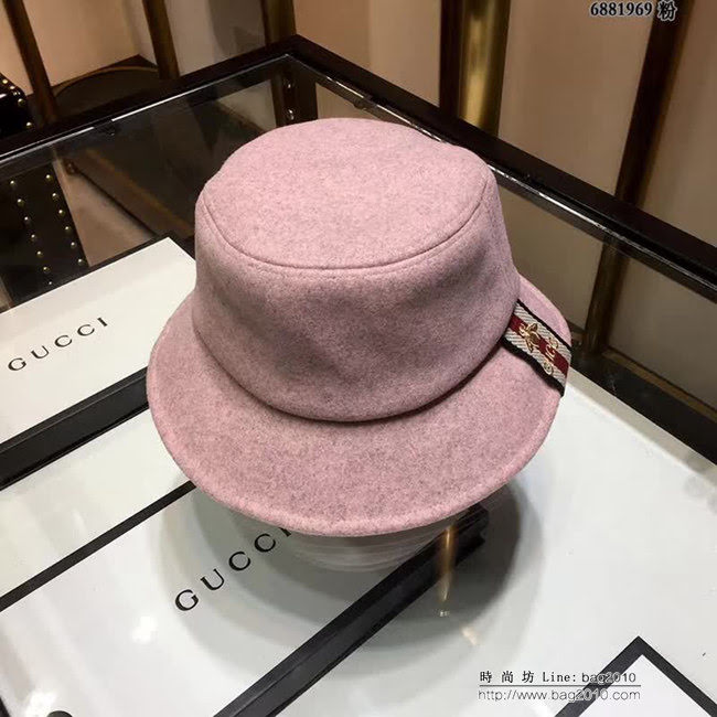 GUCCI古馳 專櫃爆款 百搭單品 經典羊毛漁夫帽 6881969 LLWJ6594